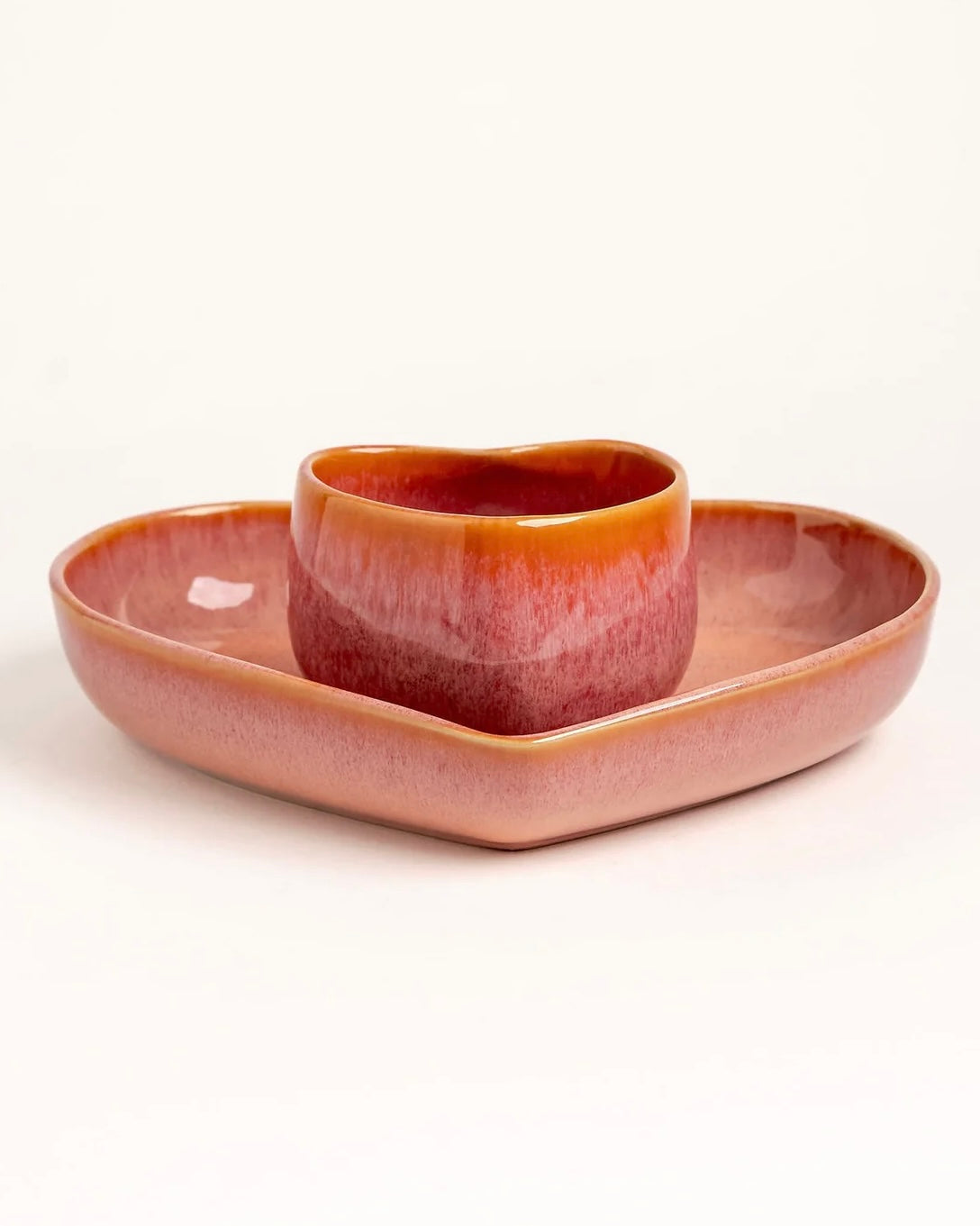 Amora Set Becher und Teller Coral 2-teilig