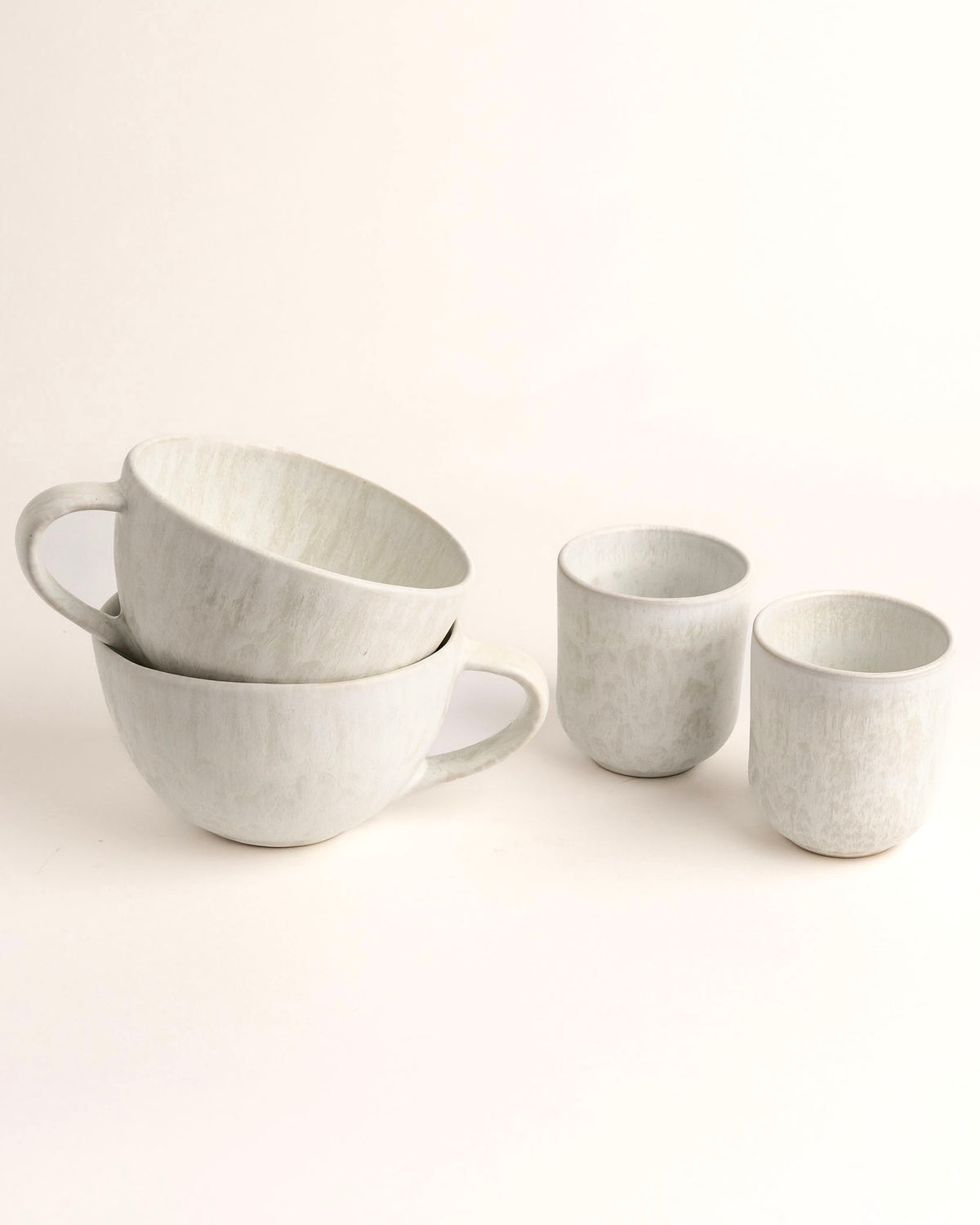 Tassen- und Becherset Noa Mattweiss Creme 4-teilig