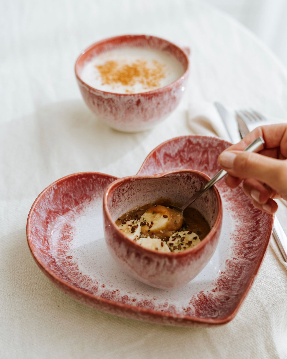 Amora Set Becher und Teller Magenta 2-teilig